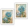 Set Of Two Paris Floral Postcard White Framed Print Wall Art