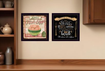 Set Of Two Around the Table Black Framed Print Wall Art