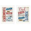 Set Of Two American 3 White Framed Print Wall Art