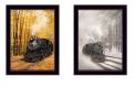 Set Of Two Vintage Locomotives Black Framed Print Wall Art