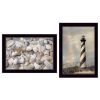 Set Of Two Cape Hatteras Lighthouse and Sea Shells 1 Black Framed Print Wall Art