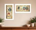 Set Of Two Whimsical Owls White Framed Print Wall Art