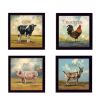 Set Of Four Farm Animals 1 Black Framed Print Wall Art