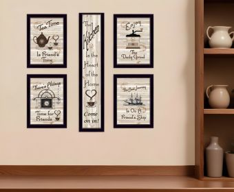 Set Of Five Kitchen Friendship 3 Black Framed Print Kitchen Wall Art