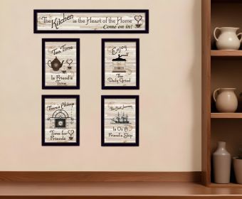 Set Of Five Kitchen Friendship Collection II 3 Black Framed Print Kitchen Wall Art