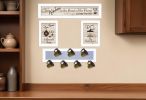 Set Of Four Kitchen Collection IV with Seven Peg Mug Rack 4 White Framed Print Kitchen Wall Art