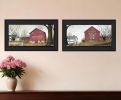 Set Of Two Antique Barn and Quilt Barn Black Framed Print Wall Art