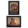 Set Of Two Red Bowl or Bittersweet Basket 2 Black Framed Print Wall Art