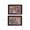 Set Of Two God Bless or Sweet Land 3 Black Framed Print Wall Art