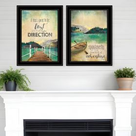 Set Of Two Right Direction or Adventure 2 Black Framed Print Wall Art