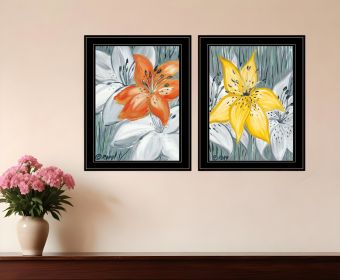 Set Of Two Tiger Lilies 2 Black Framed Print Wall Art