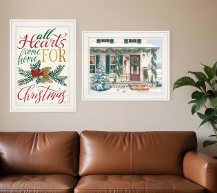 Set Of Two Come Home for Christmas 1 White Framed Print Wall Art