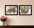 Set Of Two Cute Sloths 1 Black Framed Print Wall Art