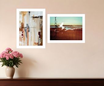 Set Of Two Abstract Flight 1 White Framed Print Wall Art