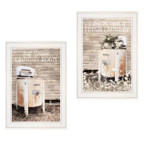 Set Of Two Laundry Room 1 White Framed Print Bathroom Wall Art