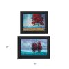 Set Of Two Red Trees 2 Black Framed Print Wall Art