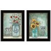 Set Of Two Enjoy the Little Things or Happiness 2 Black Framed Print Wall Art