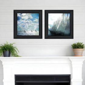 Set Of Two Sailboat Marina 3 Black Framed Print Wall Art