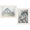 Set Of Two TRUE Spirit Horses 1 White Framed Print Wall Art