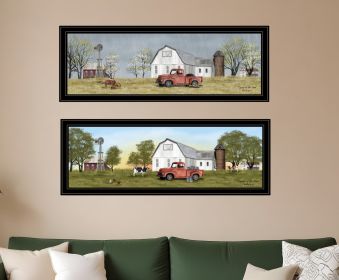 Set Of Two Billy Jacobs Summer or Spring Seasonal Black Frame Black Framed Print Wall Art