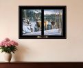 Morning View Deer 4 Black Framed Print Wall Art