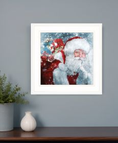 Santa with Presents 1 White Framed Print Wall Art