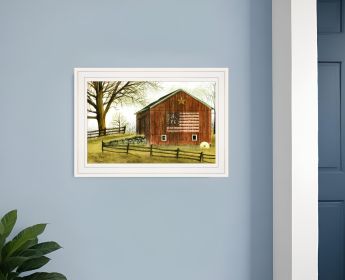 Flag Barn 1 White Framed Print Wall Art