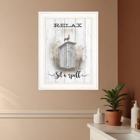 Relax Sit A Spell  White Framed Print Bathroom Wall Art