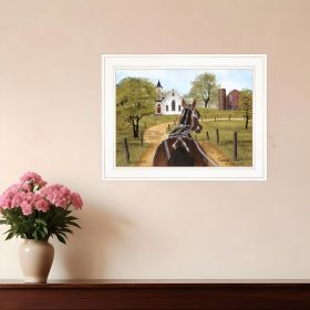 Amish on Sunday Drive 1 White Framed Print Wall Art