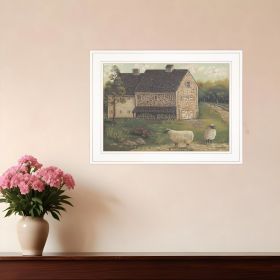 Stone Barn 2 White Framed Print Wall Art