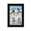 Two Girls at the Beach 4 Black Framed Print Wall Art