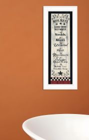 Bath Rules 4 White Framed Print Bathroom Wall Art