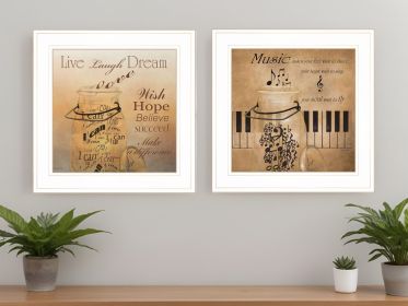 Set Of Two Music 1 White Framed Print Wall Art