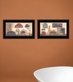 Set Of Two Bath 4 Black Framed Print Bathroom Wall Art