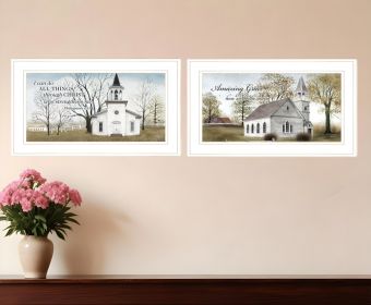 Set Of Two Amazing Grace 2 White Framed Print Wall Art