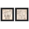 Set Of Two Soak and Unwind 1 Black Framed Print Bathroom Wall Art