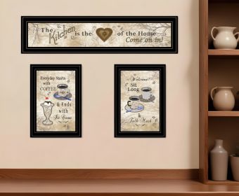 Set Of Three Love of Nature Kitchen Black Framed Print Kitchen Wall Art