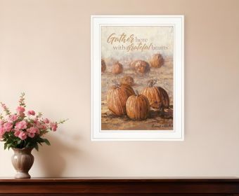 Gather Here with Grateful Hearts 1 White Framed Print Wall Art