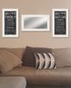 Set Of Three Family Recipe White Framed Kitchen Wall Art With Mirror