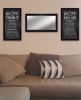 Set Of Three Family Recipe Black Framed Kitchen Wall Art With Mirror