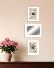 Set Of Three Friendship Journey White Frame Wall Art With Mirror