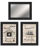 Set Of Three Friendship Journey Black Framed Wall Art With Mirror And Hooks