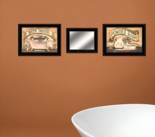 Set Of Three Bath and Powder Room 5 Black Framed Print Bathroom Wall Art