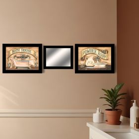 Set Of Three Bath and Powder Room 3 Black Framed Print Bathroom Wall Art