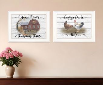 Set Of Two Country Living White Framed Print Wall Art