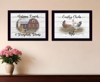 Set Of Two Country Living Black Framed Print Wall Art