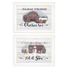 Set Of Two Farm Christmas 1 White Framed Print Wall Art