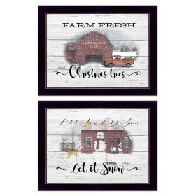 Set Of Two Farm Christmas Black Framed Print Wall Art