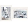 Set Of Two Pelican Party White Framed Coastal Wall Art