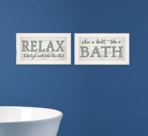 Set Of Two Bath Relax 1 White Framed Print Bathroom Wall Art